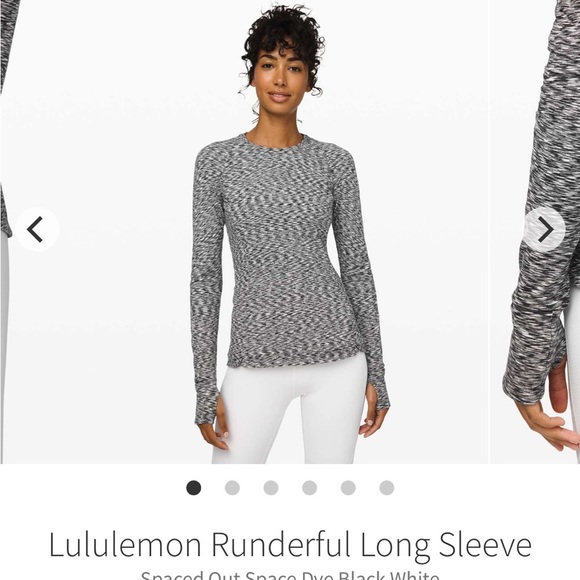 Lululemon Runderful Long Sleeve Spaced Out Space Dye Black White Thumb Hole Sz 6 - Picture 12 of 13